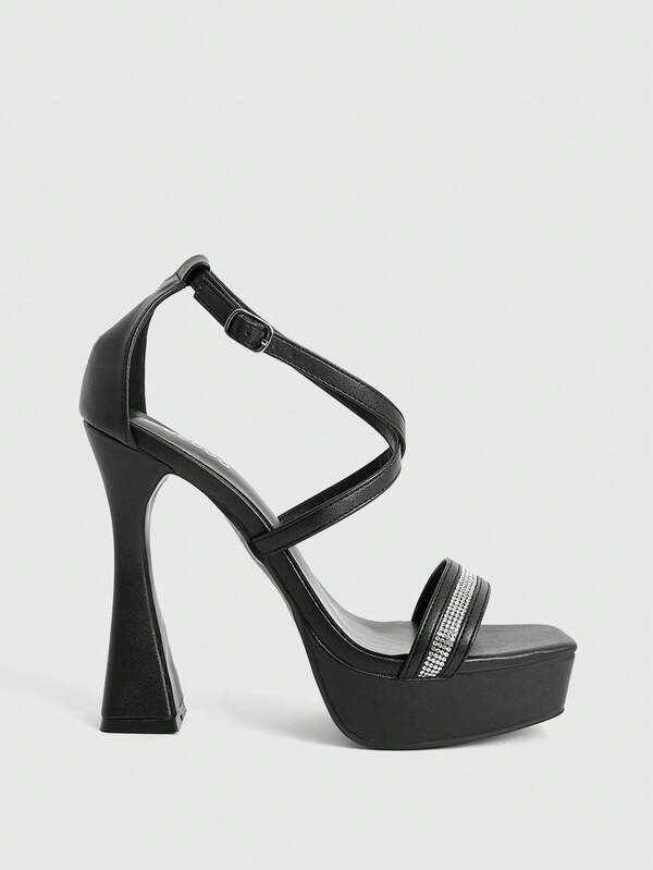 CUCCOO LuxiPop Women's High-Heeled Sandals Thick Heel Buckle Women's Shoes