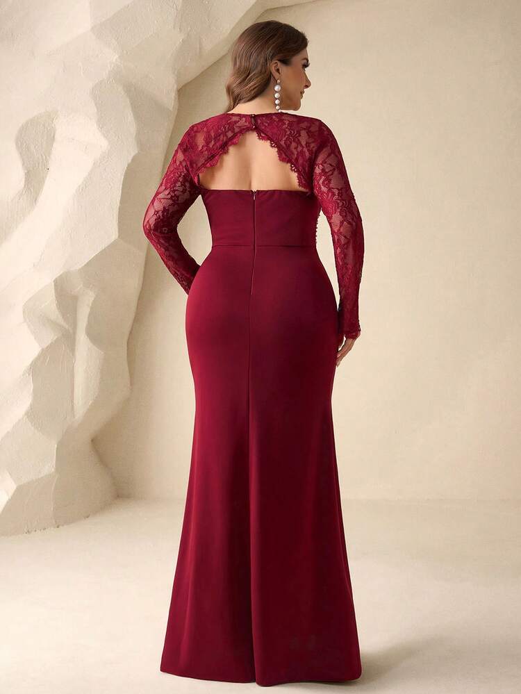 plus size long sleeve burgundy prom dresses Plus-Size Off-Shoulder Prom Dress with Long Sleeves PromGirl