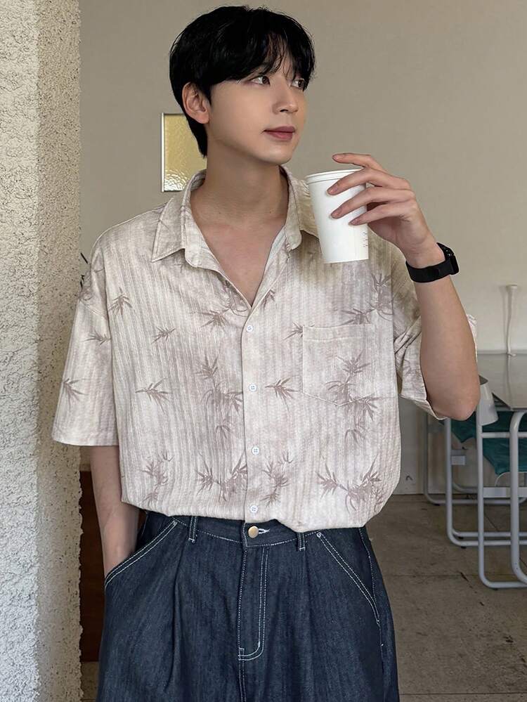Floral Print Short Sleeve Shirt For Men, Summer