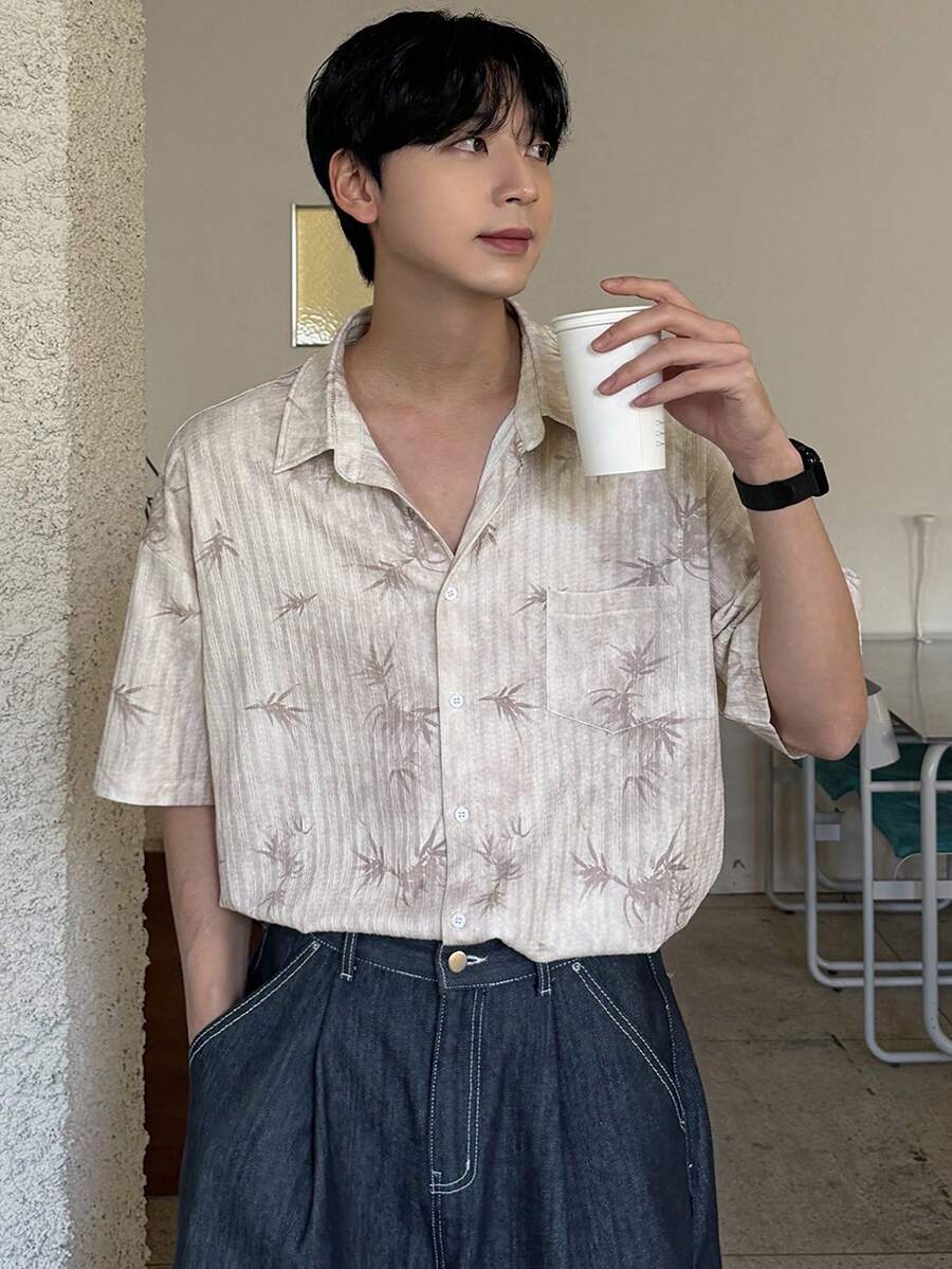 DAZY Floral Print Short Sleeve Shirt For Men, Summer Vacation - Multicolor - View 1