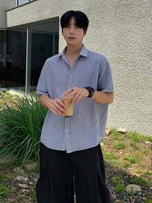 DAZY 男士短袖衬衫和裤子套装，春夏款 - 彩色 - 查看 3