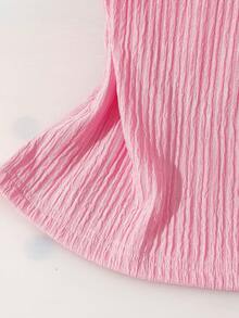Franclia Women's Solid Color Round Neck Short Sleeve Fitted Casual T-Shirt - Pink - View 6