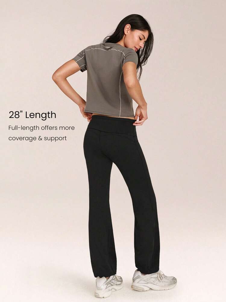 CloudKnit Move & Glow Stretchy Soft Lightweight Adjustable Drawstring Waist Side Slip Pockets Foldover Waist Flare Leggings Daily Casual Street Wear