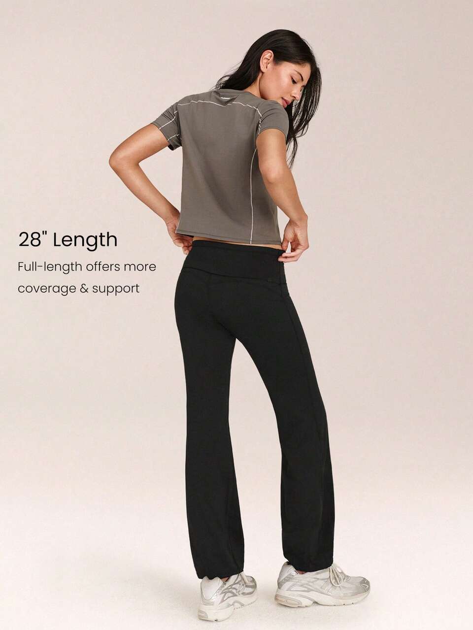 CloudKnit Move & Glow Stretchy Soft Lightweight Adjustable Drawstring Waist Side Slip Pockets Foldover Waist Flare Leggings Daily Casual Street Wear