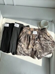 SHEIN PETITE CURVE 新款加大码女装娇小女孩夏季休闲多件装纯色及印花简约休闲短裤，适合娇小女性。高腰设计让您看起来更苗条，腿部更修长，适合娇小女性。适合所有季节和场合，居家休闲，适合娇小女孩和女性，夏季喇叭裤，夏季喇叭裤，夏季服装，夏季度假服装，女士长款夏季裤，春季服装，休闲裤，夏季高腰显瘦裤，女士休闲裤，女士性感裤，狂欢节服装，2026年狂欢节女士造型，2026年狂欢节女士服装，狂欢节服装 - 彩色 - 查看 4
