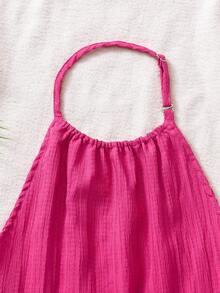 Sparklyn Ensemble 2 pièces pour adolescentes, vacances d'été. Débardeur rouge et short de couleur unie. Convient pour les vacances, les sorties et autres occasions - Rose vif - Voir 3