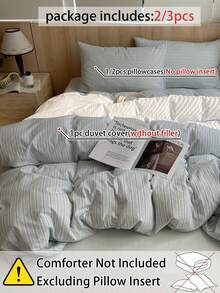 Cirelle 波西米亚条纹被套套装，米色/奶油色，特大号（2/3 件套） - 亚麻般柔软质感 | 1 个被套 + 1/2 个枕套（不含被芯），灰色条纹图案，透气农舍风格床上用品，100% 水洗棉条纹床上用品，特大号 - 彩色 - 查看 12