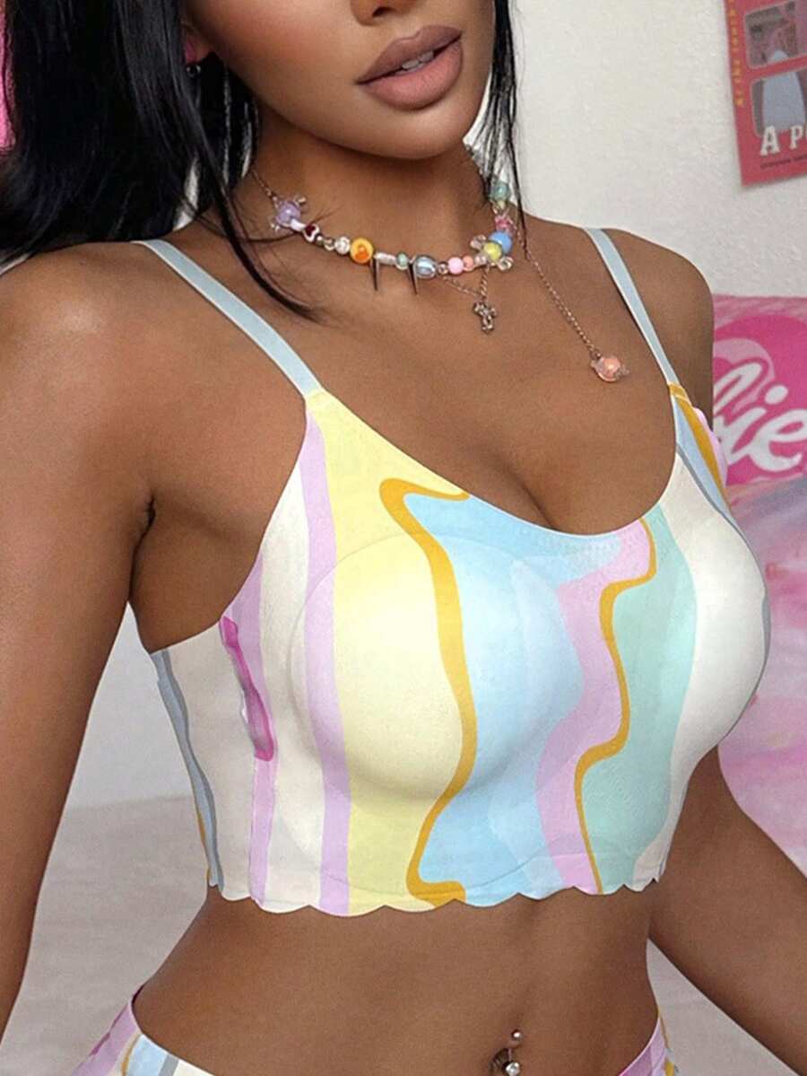 Nora Wilde 1pc Women's Comfortable Colorful Shell Trim Bra - Multicolor - View 1