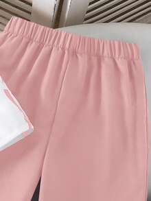 SHEIN 2pcs/Set Toddler Girls' Fashionable Cute 3D Bow Decor Sleeveless Tank Top And Cropped Pants Set, Versatile For Daily Wear, Spring/Summer - Pink - View 7