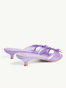 CUCCOO CHICEST Women Shoes Purple Satin Satin Mesh Splicing Fashionable Elegance Comfortable Spring And Summer Bow Elements Kitten And Slippers Summer Shoes - Purple satin - View 5