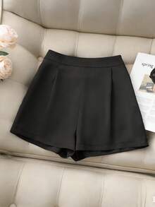 Franclia 休闲日常通勤时尚百搭金属花朵纽扣无袖女式上衣，黑色背心搭配女式短裤/长裤，女式两件套，优雅女式夏季两件套 - 黑色 - 查看 4