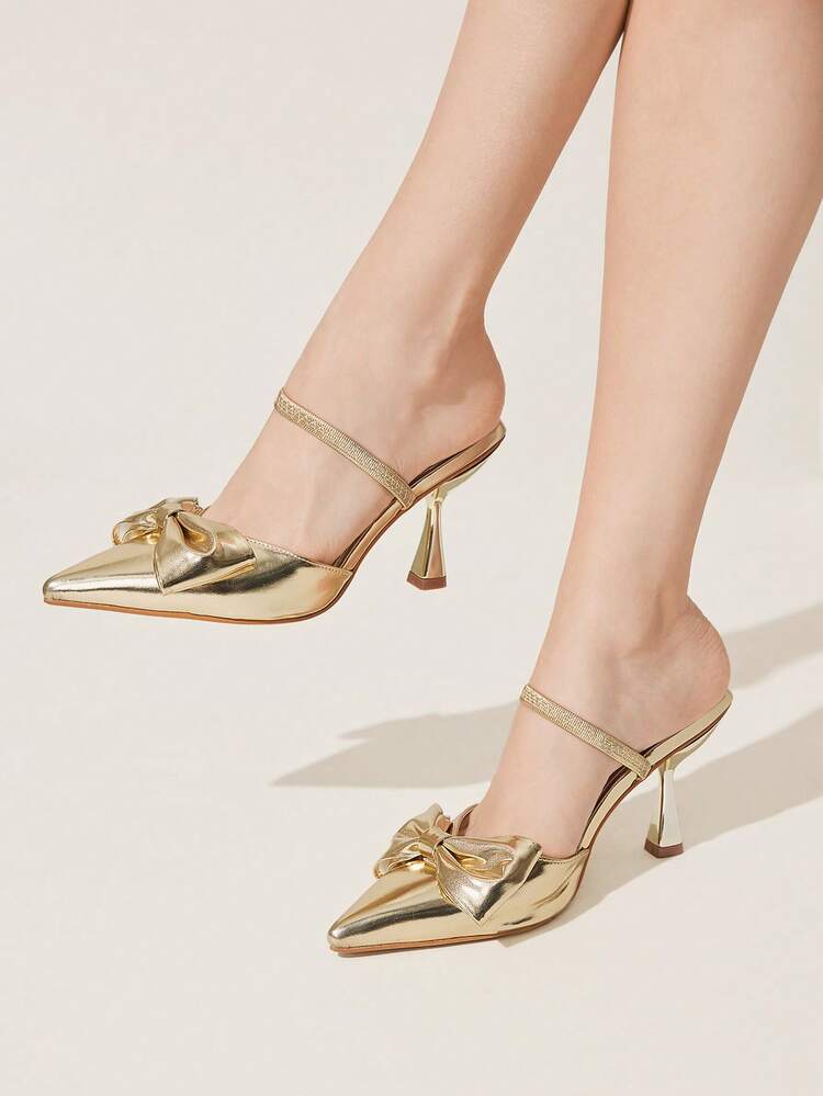 CUCCOO CHICEST Women's Pointed Toe Bow Decor Elegant High Heel Sandals Valentine's Day Elegant Shoes Wedding Shoes Summer Shoes Bride Shoes