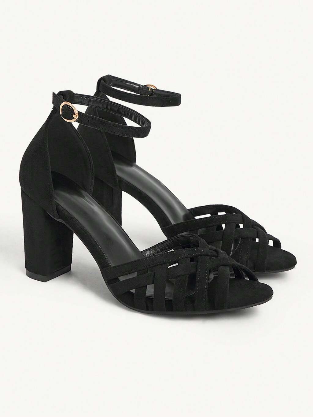 CUCCOO CHICEST Women Shoes Summer And Summer New Hollow Woven Peep Toe Round Toe Thick Heel With Buckle 8.5cm Women's High Heel Sandals Suede Solid Color Elegant Versatile Daily Dating Women's Shoes Summer Shoes Wedding Shoes Bride Shoes