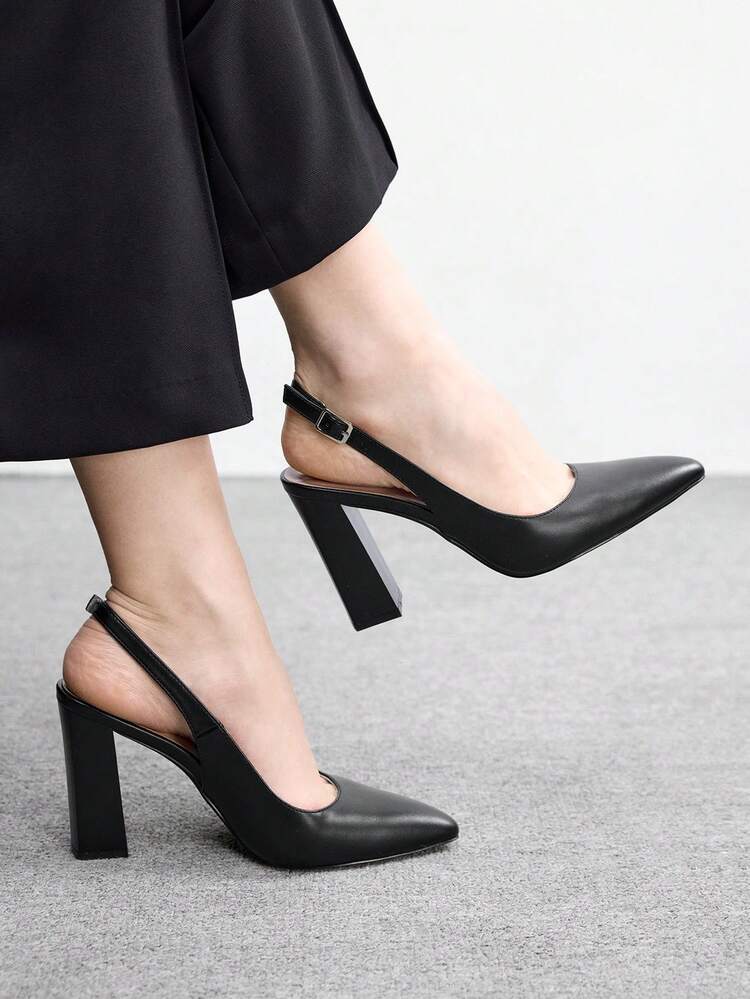 CUCCOO BIZCHIC Women's Pointed Toe Buckle Design Casual Commuting Versatile High Heel Sandals