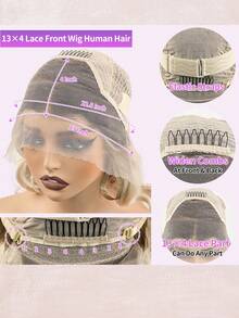 Balayage Ash Blonde Human Hair Wig 13x4 Transparent Swiss Thin Lace Front Wigs Human Hair Cream Blonde Straight Tiny Knots Virgin Human Hair Wigs For Party Vacation - SP18/22 - View 5