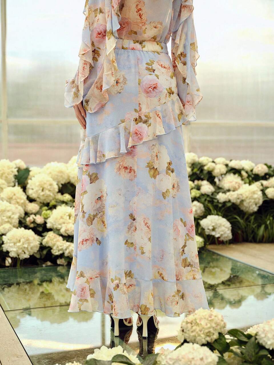 WOMEN'S ROMANTIC DATE FLORAL PRINT A-LINE SKIRT, SPRING/SUMMER