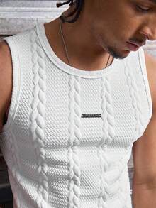 AXEPEAK Débardeur col rond décoré de métal texturé, style décontracté pour l'été - Blanc - Voir 4