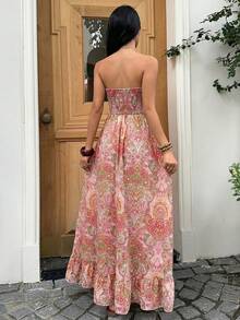 Sunnyshic Women's Elegant Strapless Dress - Pink - View 2