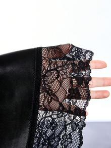 LYSMO 加大码黑色纹理针织A字长裙 - 黑色 - 查看 7