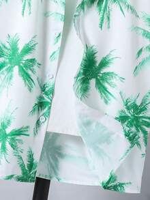 Vacation Printed Collared Woven Shirt For Teenage Boys - Green - View 3
