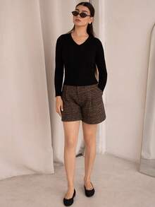 Andrea Bello 商务休闲V领长袖套头衫 秋冬 - 黑色 - 查看 4