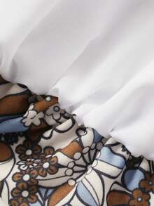 DAZY 2pcs/Set Young Girls Round Neck Allover Print Sleeveless Top And Flare Denim Pants Outfit, Fall - Multicolor - View 7