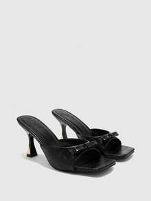 CUCCOO BIZCHIC Women's Black Square Toe High Heel Sandals, Outdoor Thick Sole Non-Slip Casual Beach Slippers, Spring/Summer Summer Shoes - Black - View 7