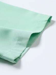Manfinity Homme Chemise décontractée à manches courtes et boutonnée de couleur unie pour hommes, idéale pour les vacances - Vert menthe - Voir 4