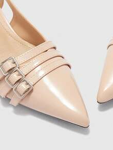 CUCCOO BIZCHIC Giày cao gót mũi nhọn, gót mỏng, kín mũi, thoáng khí, quai sau, kiểu dáng slip-on dành cho nữ. - Màu be - Xem 8