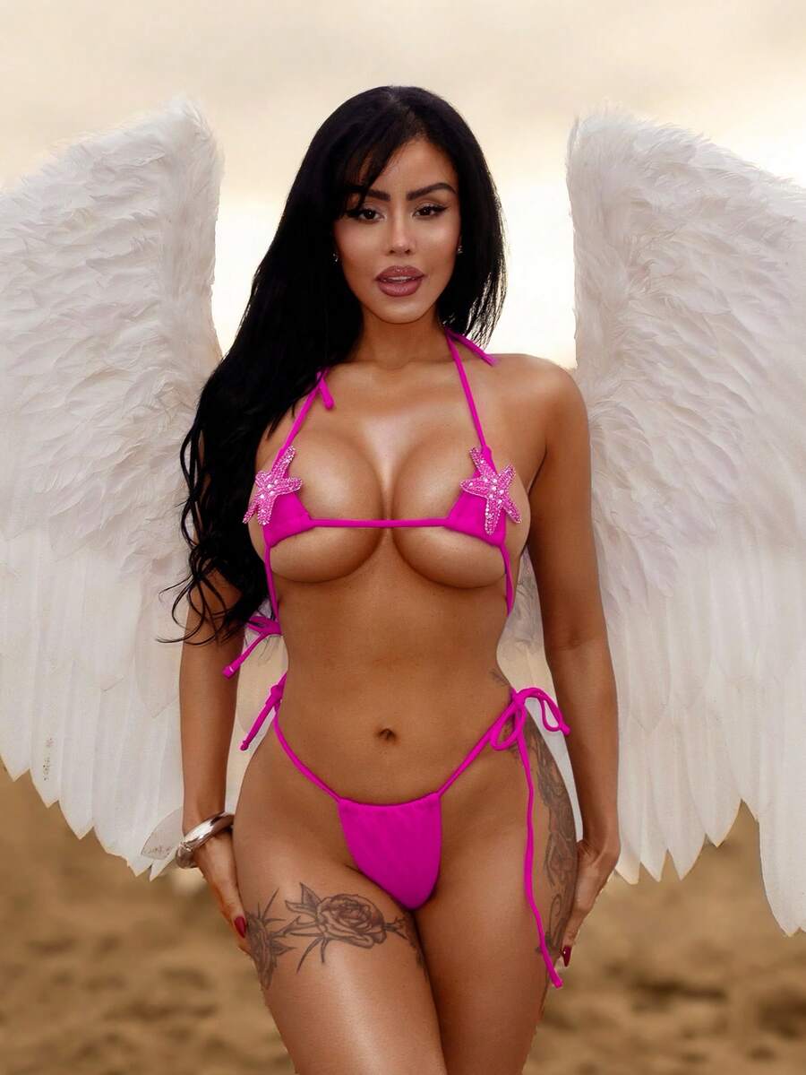 Swim SXY 2pcs Beaded Sequin Starfish Sexy Party Swimsuit, Women Beach Holiday Swimwear Set - Multicolor - View 1