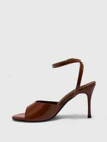 CUCCOO BIZCHIC Talons hauts ouverts haut de gamme français pour le port d'été avec des jupes par les femmes, belle personnalité, sandales à talons fins - Brun brun - Voir 4