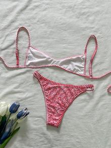 Swim Mod Bộ bikini hai mảnh in họa tiết nhiệt đới dành cho nữ, kiểu dáng thường ngày, cúp ngực nhỏ, đồ bơi mùa hè. - Nhiều màu - Xem 3