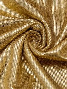 SHEIN Clasi Áo thun nữ thanh lịch và thoải mái với họa tiết dập nổi xoắn phía trước, thích hợp cho mùa xuân/hè. - Vàng - Xem 7