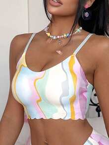 Nora Wilde 1pc Women's Comfortable Colorful Shell Trim Bra - Multicolor - View 5
