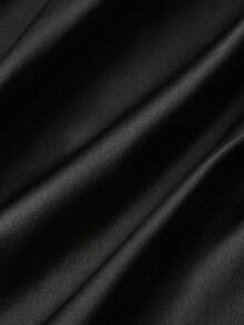 SHEIN MOD 大码女士露肩系带中长连衣裙，酒红色，秋冬季，万圣节，圣诞夜惊魂，万圣节女装，派对，优雅，红色缎面连衣裙，露肩连衣裙，红色正式连衣裙，红色及膝连衣裙，红色派对连衣裙，婚礼宾客连衣裙 - 黑色 - 查看 2
