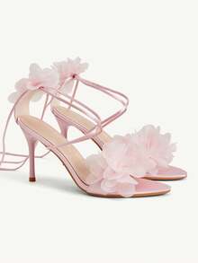 CUCCOO CHICEST New Arrival Pink Floral Pointed Toe High Heel Fashionable Women Sandals - Pink - View 6