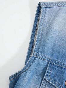 GlowEve Women's Fashion Casual Single-Breasted Long Sleeve Denim Blouse - Blue - View 6