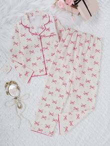 Genkimix Kids 女童蝴蝶印花长袖开衫和裤子两件套睡衣套装，休闲家居服 - 彩色 - 查看 6