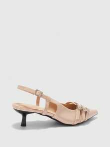 CUCCOO BIZCHIC Giày cao gót mũi nhọn, gót mỏng, kín mũi, thoáng khí, quai sau, kiểu dáng slip-on dành cho nữ. - Màu be - Xem 9