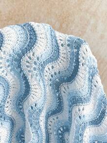 Soleia Sexy Spaghetti Strap Hollow Out Metallic Starfish Bodycon Dress, Vacation Backless Tie Up Knit Dress For Holiday, Date, Afternoon Tea, Music Festival, Boho, Beach, Summer - Blue and White - View 7