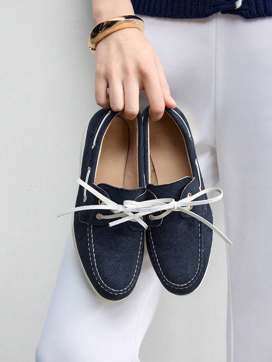 CUCCOO BIZCHIC 女士休闲平底乐福鞋，简约时尚，适合日常穿着，圣诞节也适用 - 寶藍色 - 查看 1