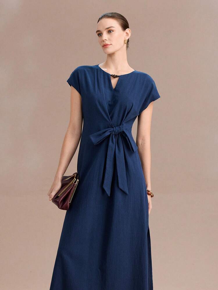 vineyard vines denim dress Casual Midi By In Blue, Size: S Black and Red Vampire and eclectic jewelry bathing suit coverups Color:As Photo(Brown)