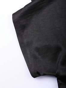 Franclia Große Größen Elegante Satin Plissee Bluse mit Strass-Knöpfen für Damen - Schwarz - Übersicht 5