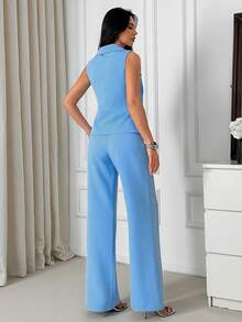 EURMUSE 女士水钻蓝色夏季套装 - 藍色 - 查看 2