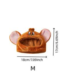 TOM & JERRY X PETSIN 1件可爱老鼠宠物帽秋冬加厚保暖猫鼠同款宠物发饰 - 棕色 - 查看 7