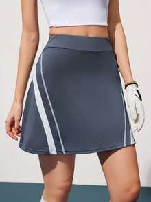 Gameset SHEIN Sport Women's Golf Skort - Built-In Shorts With Pockets, Color-Blocking Style, Suitable For Tennis & Fitness - Multicolor - View 4