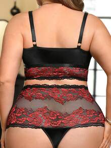 SHEIN Set de 2 sujetadores inalámbricos con aplicaciones de encaje para tallas grandes - Multicolor - Ver 2