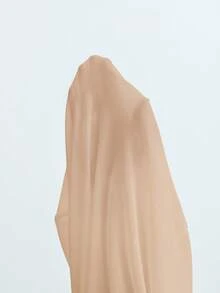 Maija 女士纯色简约休闲立领透视长袖上衣网纱上衣长袖透明上衣 - 杏色 - 查看 6