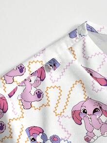 PopScrub Blusa de mujer talla grande con cuello en V y estampado de dibujos animados - Multicolor - Ver 3