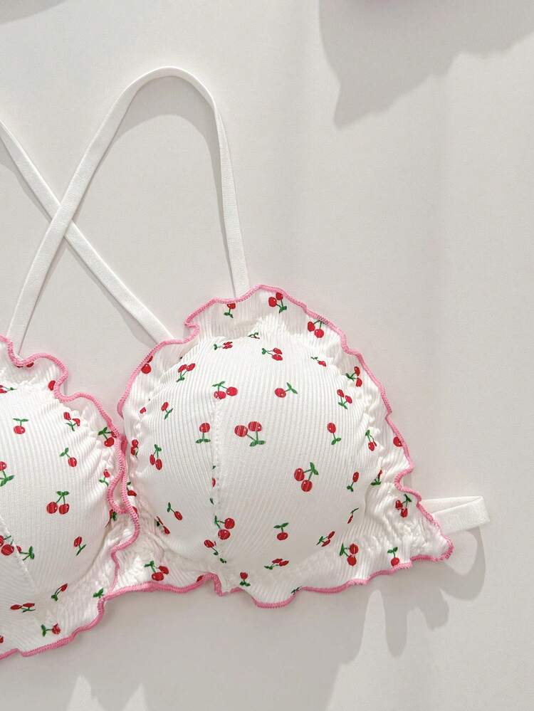 PetitDoll Set de 3 sujetadores inalámbricos con estampado lindo y espalda cruzada para mujeres - Multicolor - Añade 3